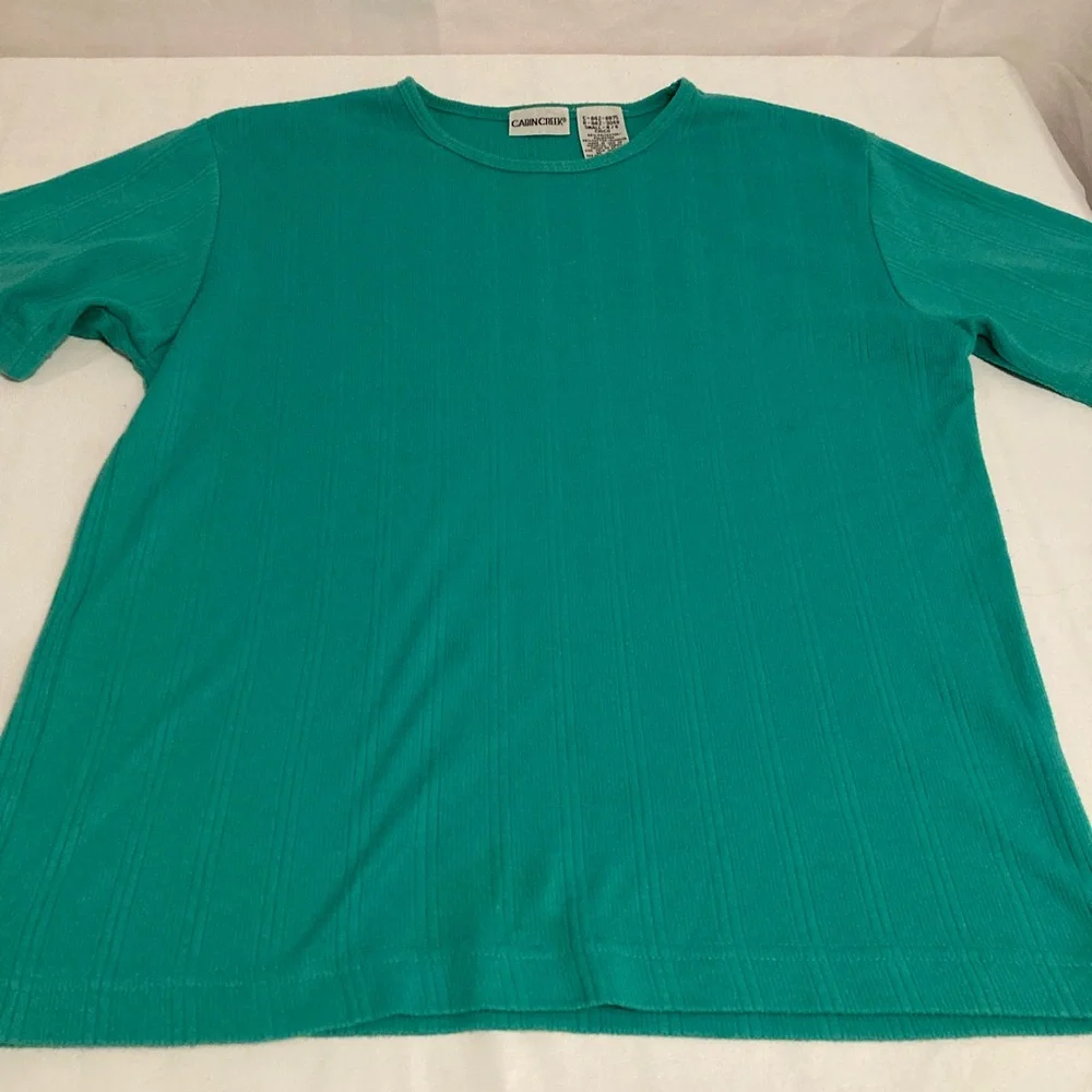 Cabin creek short sleeve small green blouse